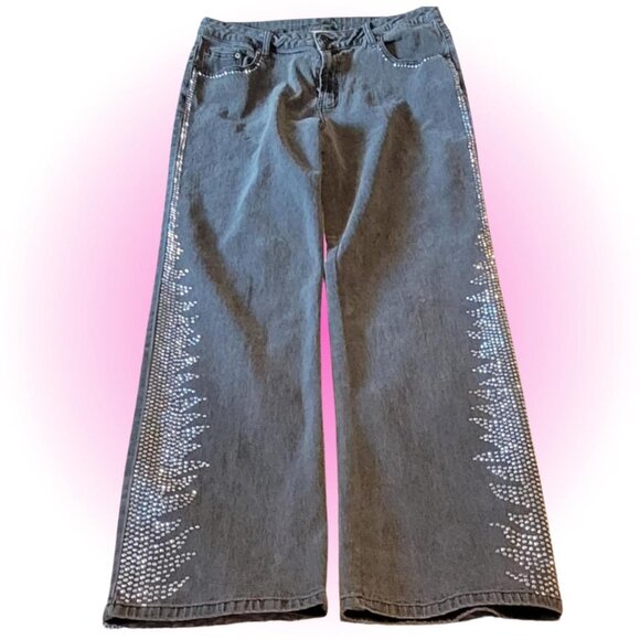 MIDNIGHT VELVET Y2K MCBLING BLUE JEANS 14 - Picture 1 of 8